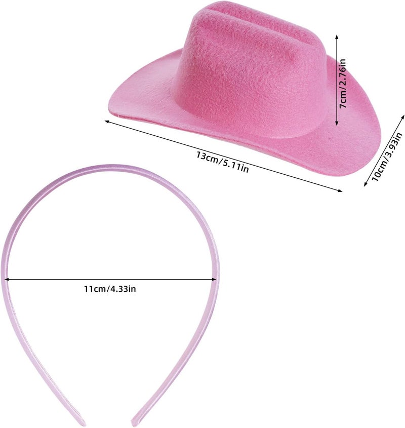 phnydreg 2Pcs Cowboy Mini Hat Headbands Cowgirl Mini Hat Headbands Accessories for Women Girls Birthday Western Cowboy Party - Image 2